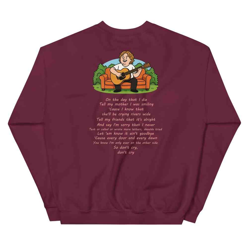 Lewis Capaldi Unisex Lyrics Sweatshirt - On The Day I Die - Soft Classic Fit, Warm & Pre-Shrunk - Alcyone213k