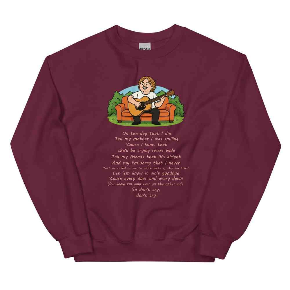Lewis Capaldi Unisex Lyrics Sweatshirt - On The Day I Die - Soft Classic Fit, Warm & Pre-Shrunk - Alcyone213k