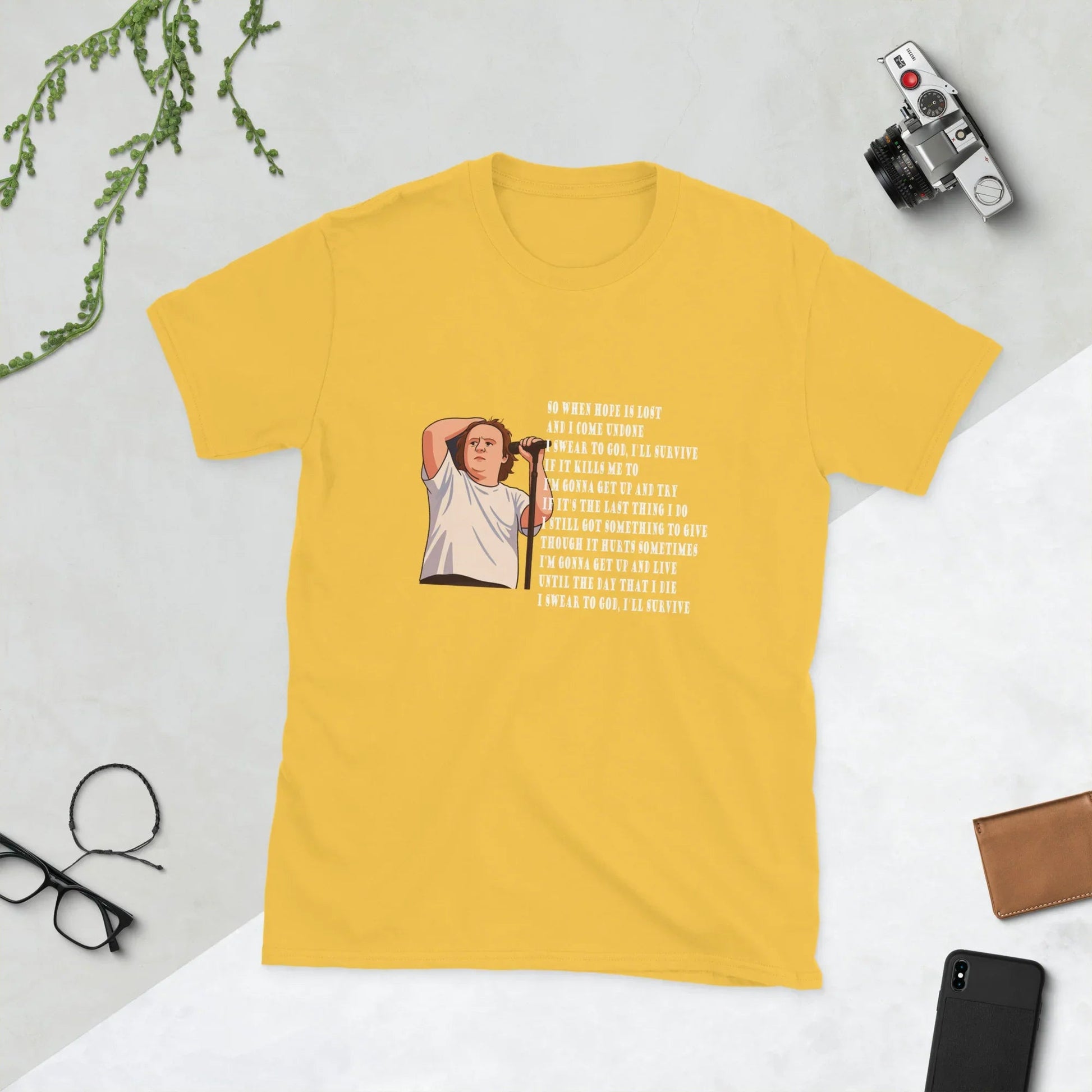 Lewis Capaldi Unisex T-Shirt | 'Survive' Lyrics Cotton Graphic Tee T-shirt Alcyone213k