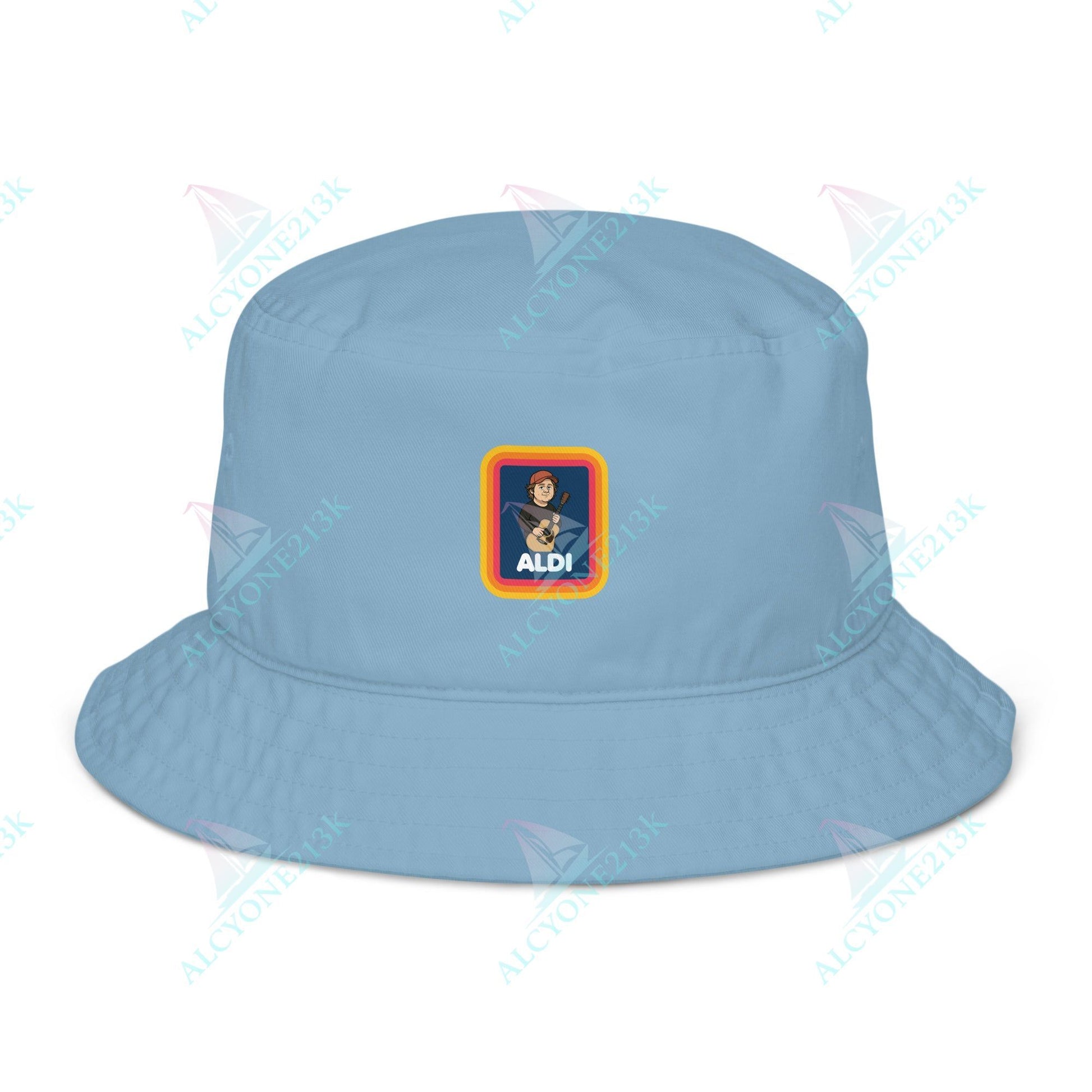 Alcyone213k Lewis Capaldi Organic bucket hat - Capaldi On Aldi Slate Blue