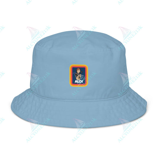 Alcyone213k Lewis Capaldi Organic bucket hat - Capaldi On Aldi Slate Blue