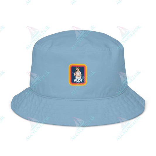 Alcyone213k Lewis Capaldi Organic bucket hat - Capaldi On Aldi Slate Blue
