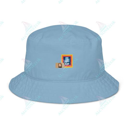 Alcyone213k Lewis Capaldi Organic bucket hat - Capaldi On Aldi Slate Blue