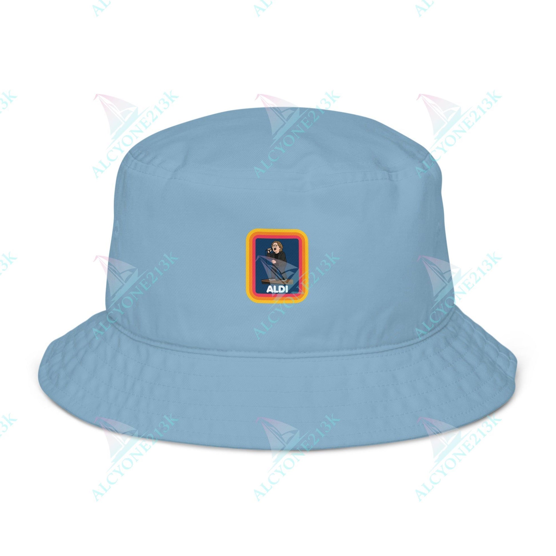 Alcyone213k Lewis Capaldi Organic bucket hat - Capaldi On Aldi Slate Blue