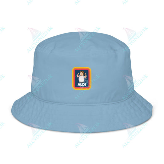 Alcyone213k Lewis Capaldi Organic bucket hat - Capaldi On Aldi Slate Blue