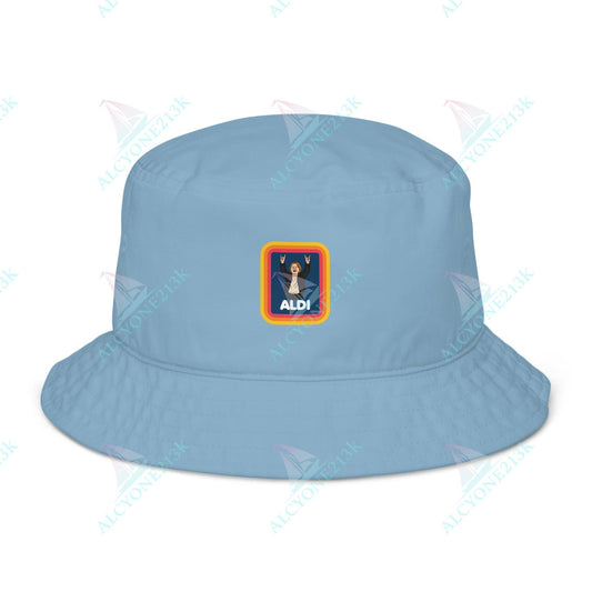 Alcyone213k Lewis Capaldi Organic bucket hat - Capaldi On Aldi Slate Blue