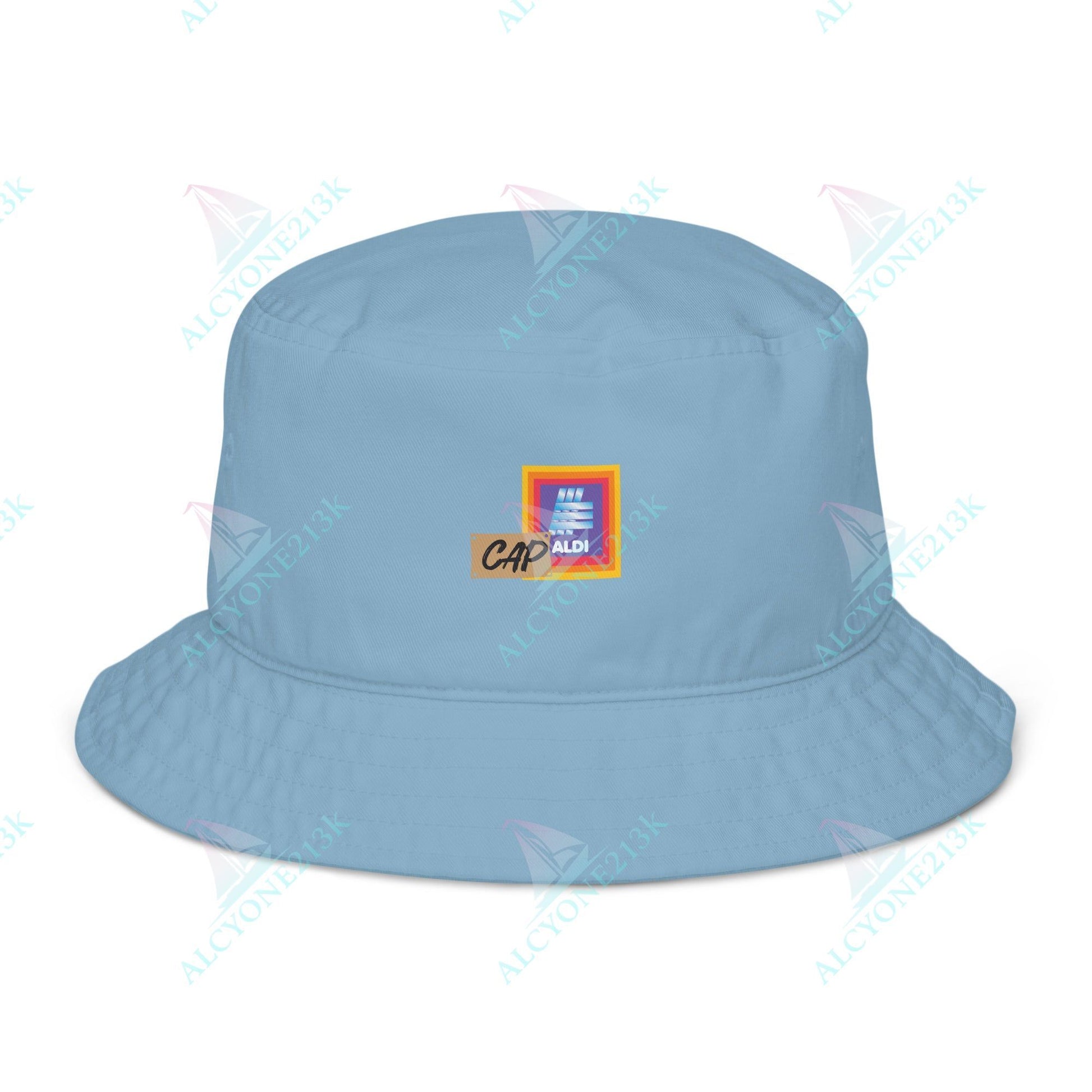 Alcyone213k Lewis Capaldi Organic bucket hat - Capaldi On Aldi Slate Blue