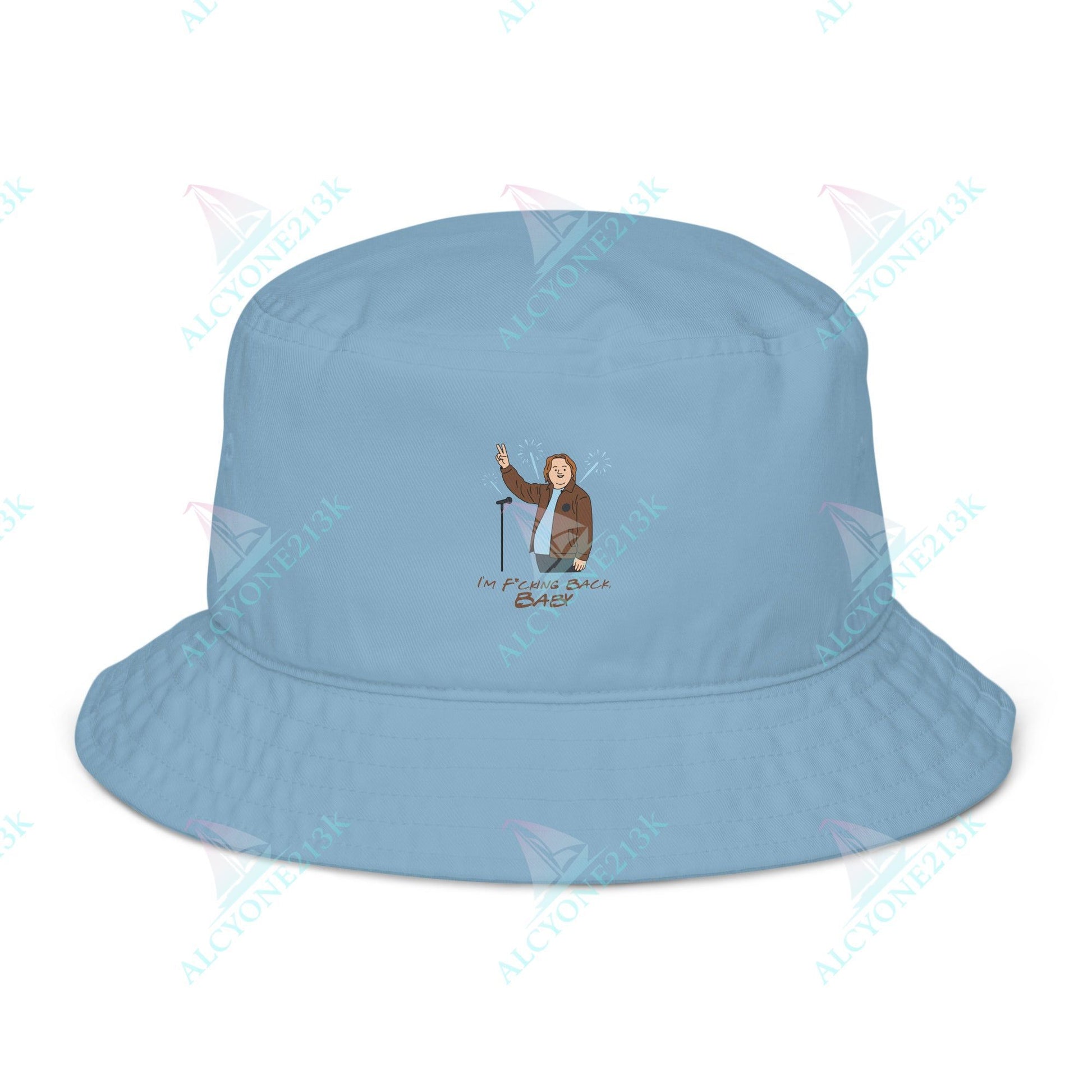 Alcyone213k Lewis Capaldi Organic bucket hat - I'm F*cking Back Slate Blue