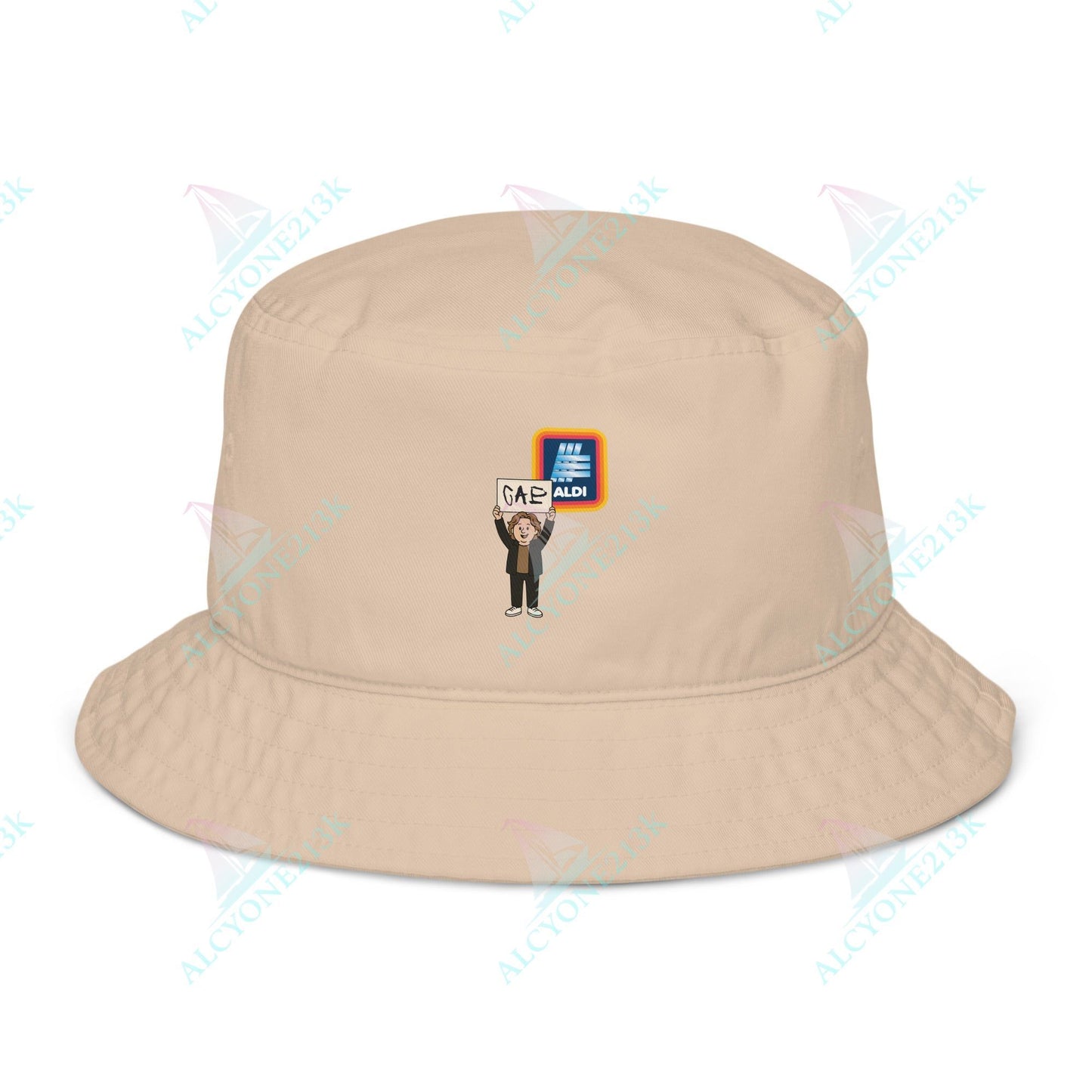 Alcyone213k Lewis Capaldi Organic bucket hat - Capaldi On Aldi Stone