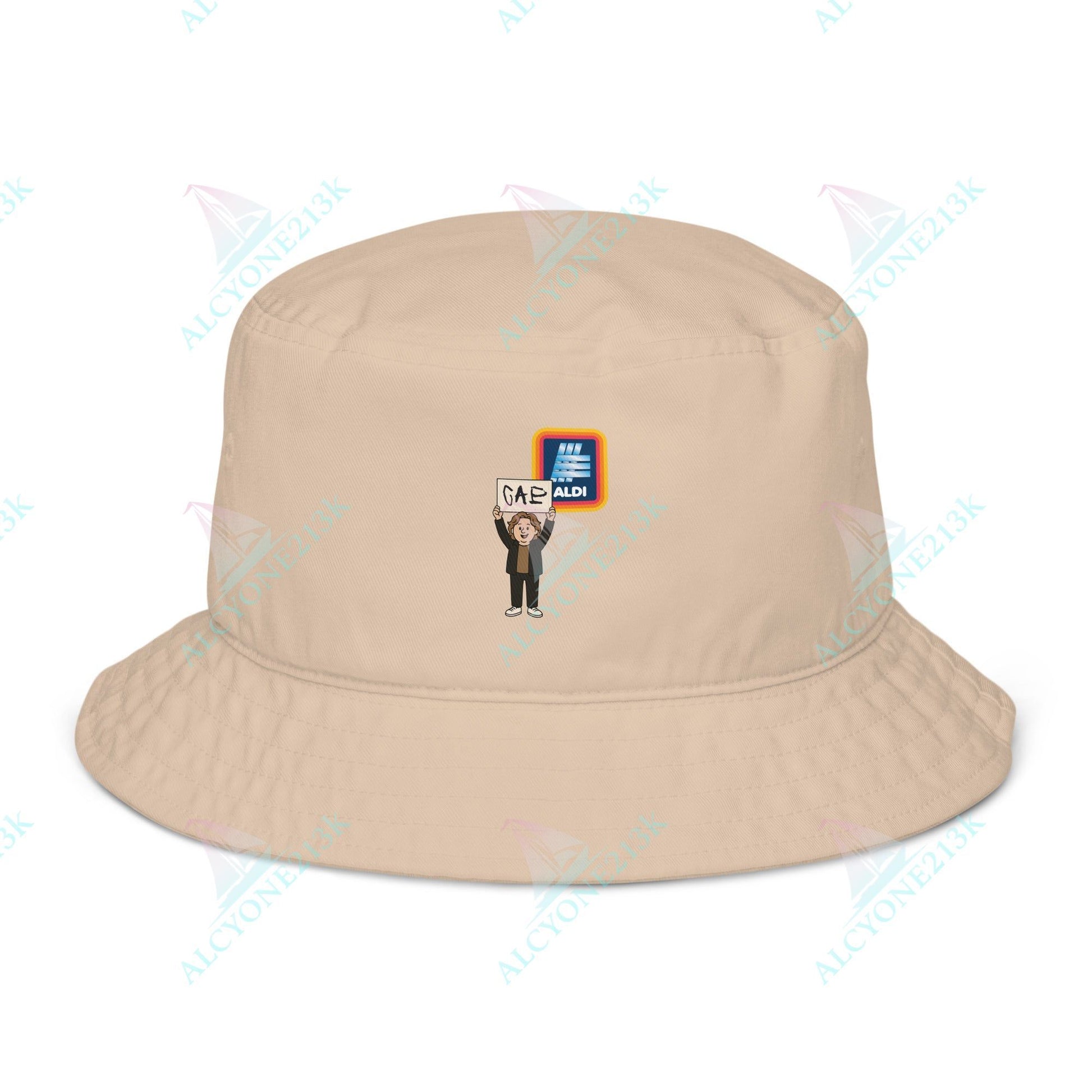 Alcyone213k Lewis Capaldi Organic bucket hat - Capaldi On Aldi Stone