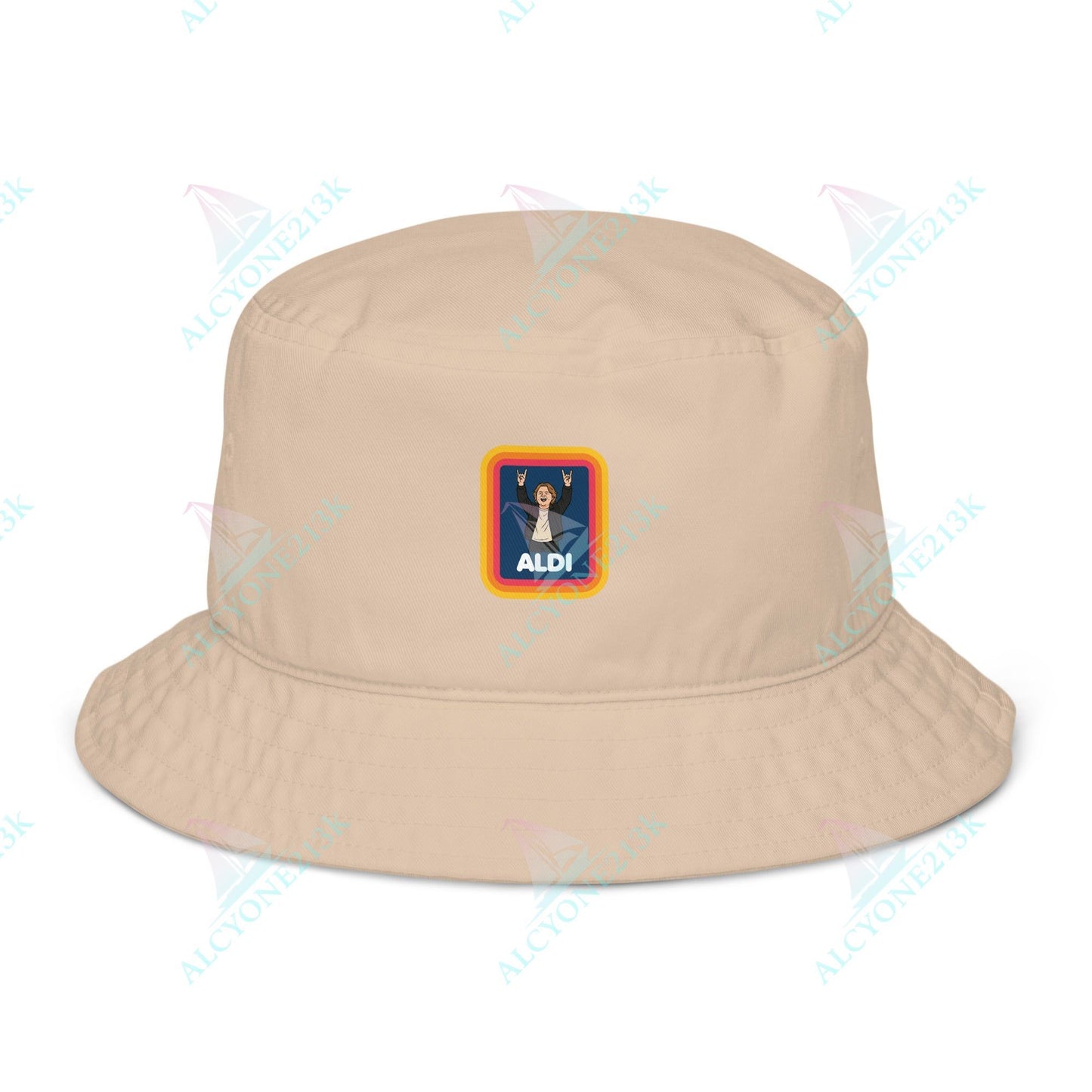 Alcyone213k Lewis Capaldi Organic bucket hat - Capaldi On Aldi Stone