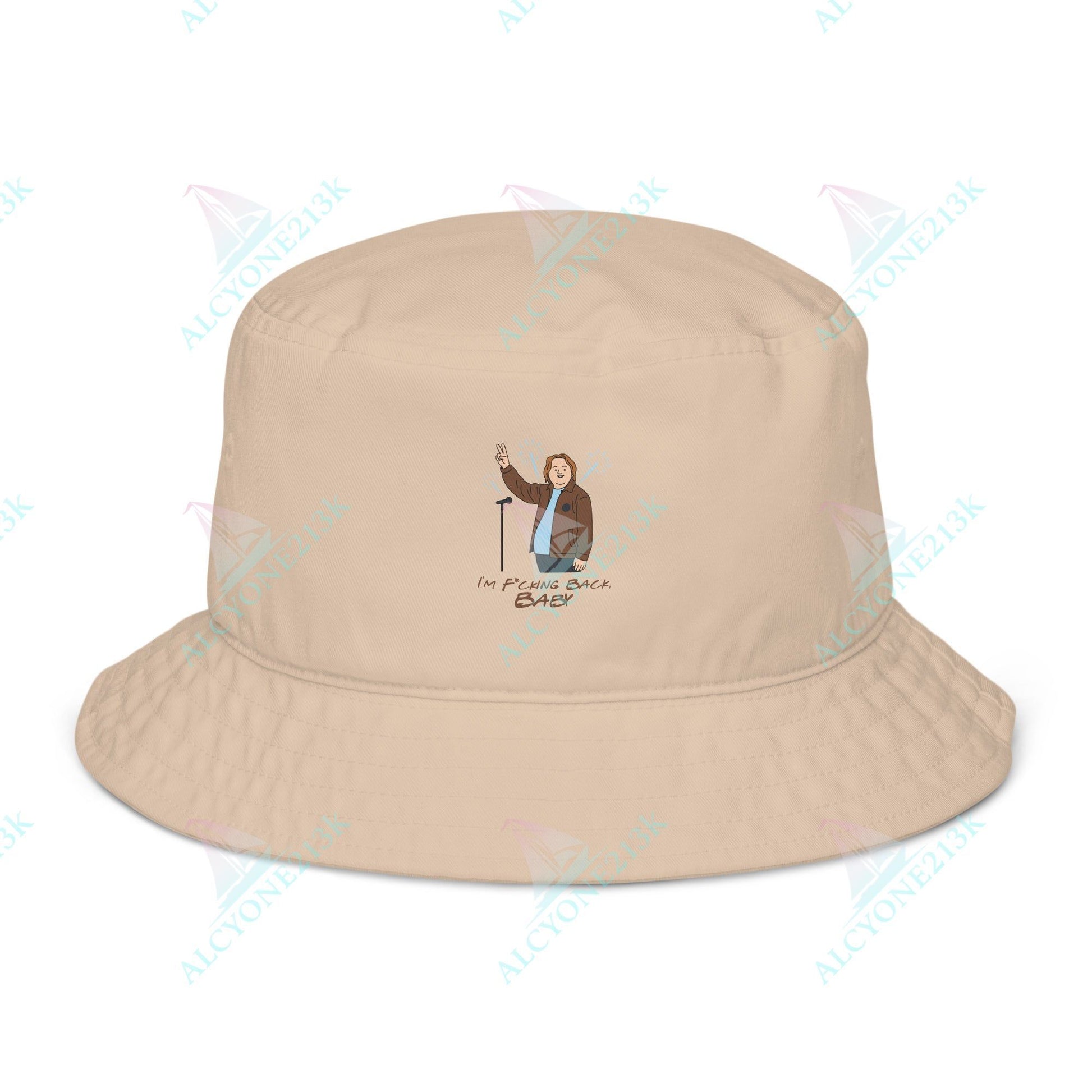 Alcyone213k Lewis Capaldi Organic bucket hat - I'm F*cking Back Stone