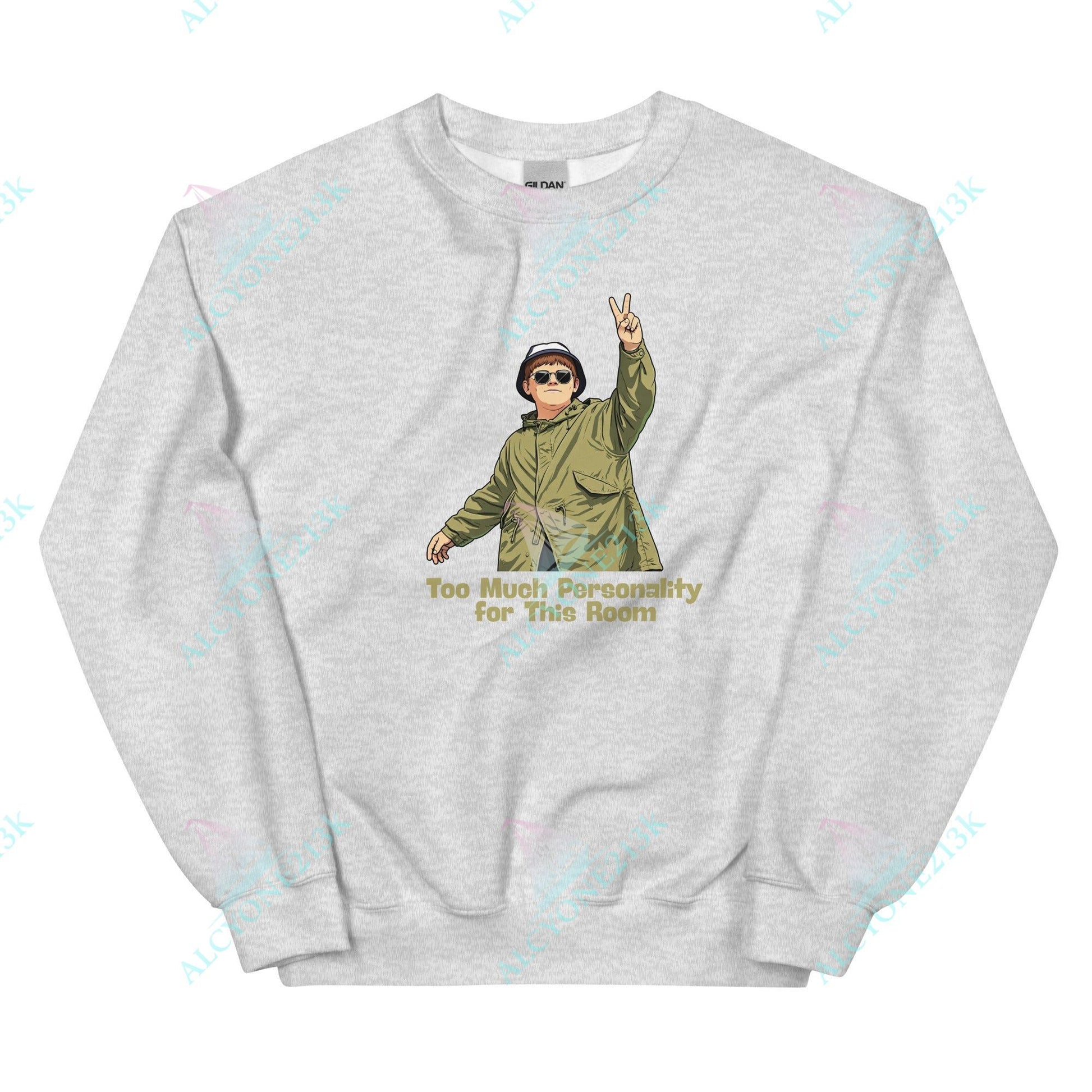 Alcyone213k Lewis Capaldi Unisex Sweatshirt - Too Much Personality - Funny Quotes Ash