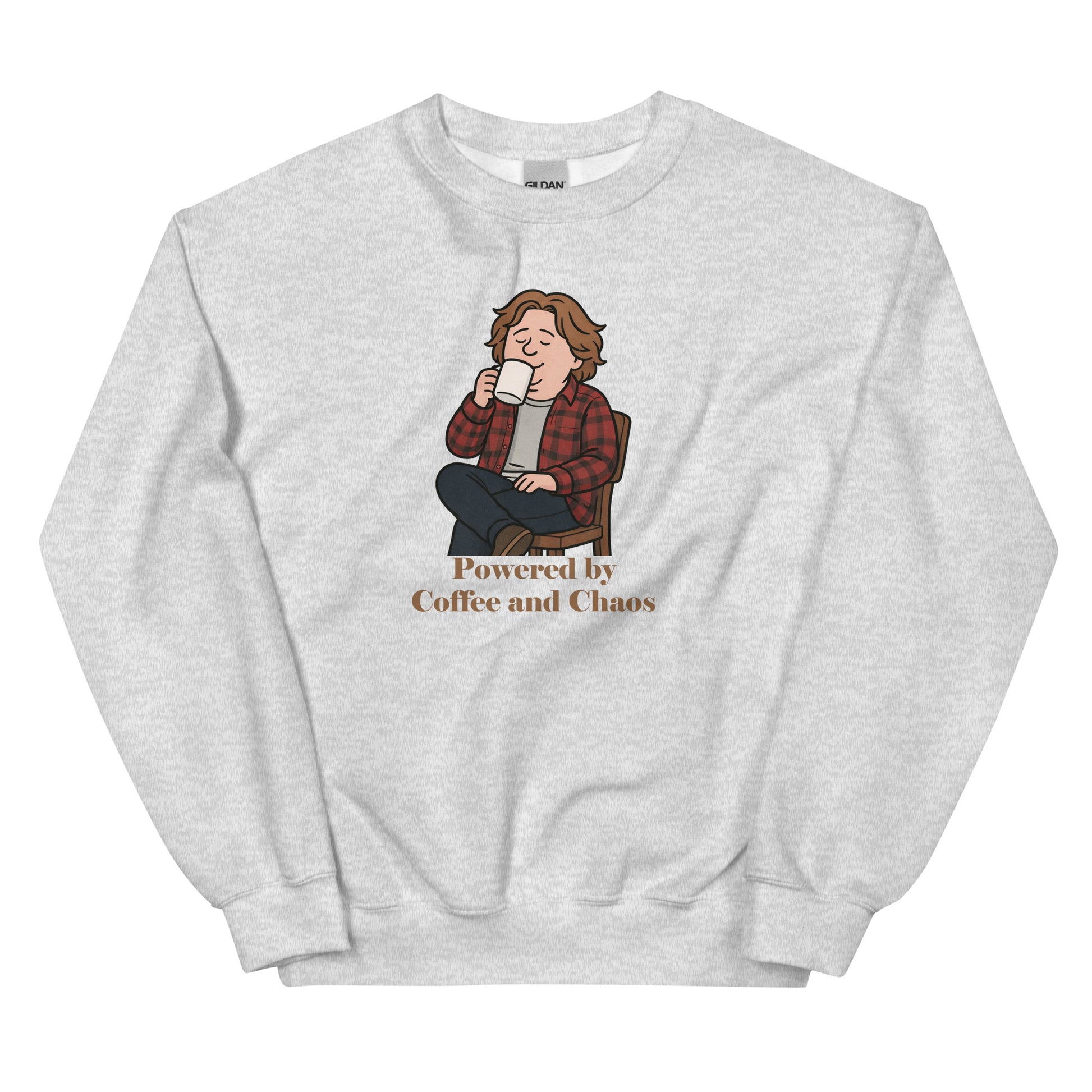 Alcyone213k Lewis Capaldi Unisex Sweatshirt - Powered By Coffee And Chaos - Funny Quotes Ash