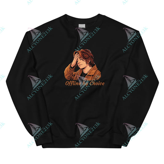 Alcyone213k Lewis Capaldi Unisex Sweatshirt - Offline By Choice - Funny Quotes Black