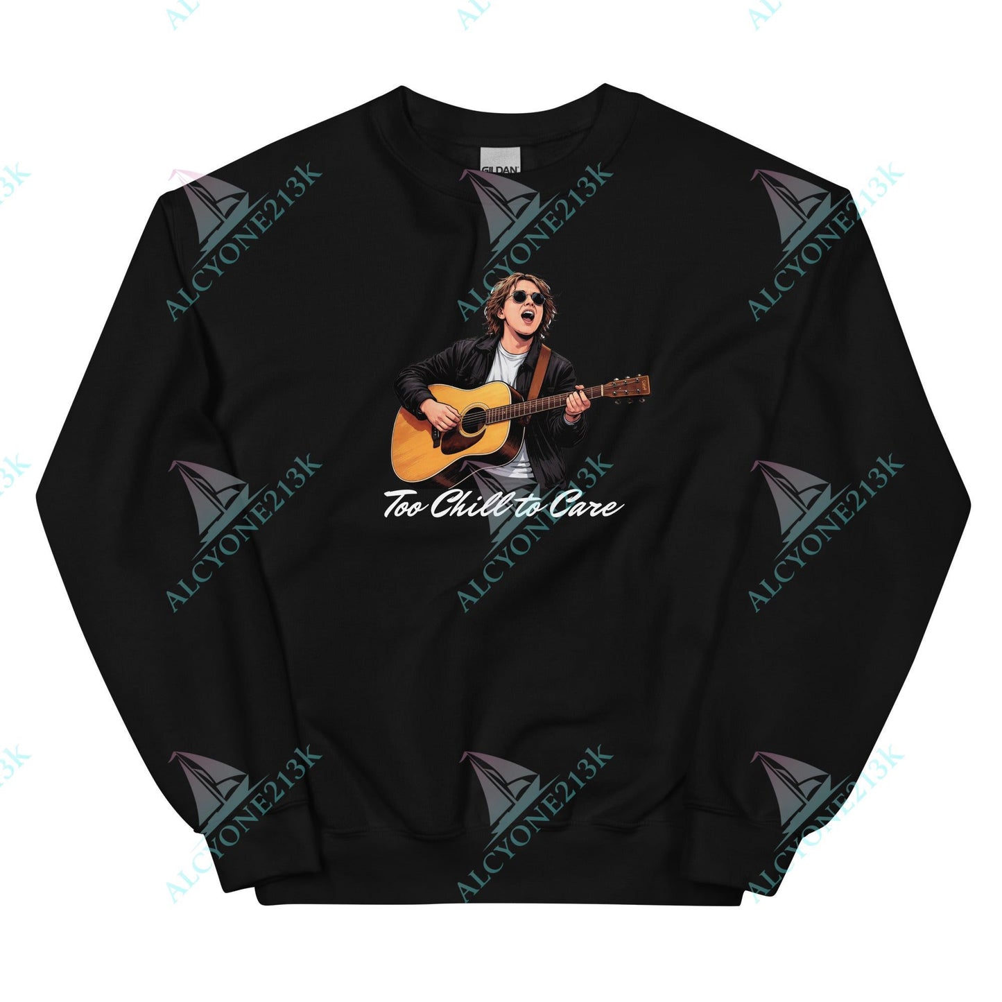 Alcyone213k Lewis Capaldi Unisex Sweatshirt - To Chill To Care - Funny Quotes Black