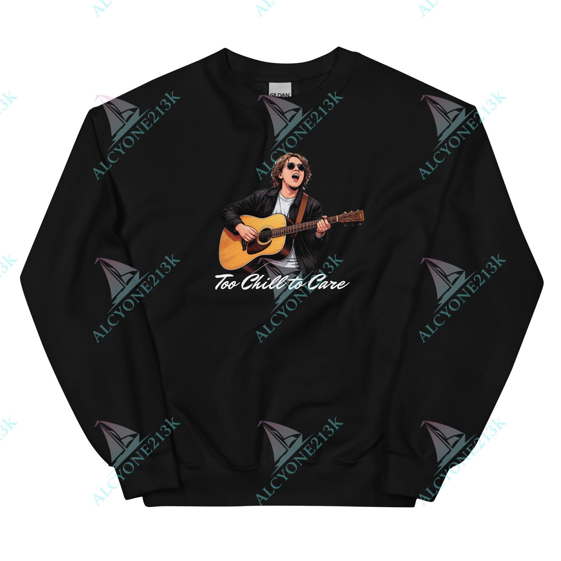 Alcyone213k Lewis Capaldi Unisex Sweatshirt - To Chill To Care - Funny Quotes Black