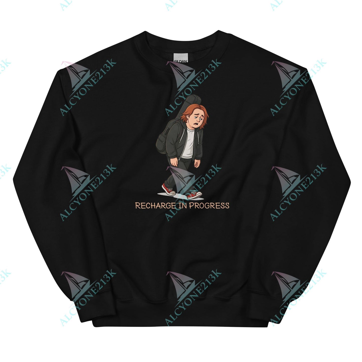 Alcyone213k Lewis Capaldi Unisex Sweatshirt - Recharge In Progress - Funny Quotes Black