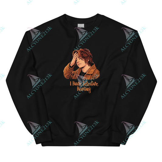 Alcyone213k Lewis Capaldi Unisex Sweatshirt - I Hate Selective Hearing - Funny Quotes Black