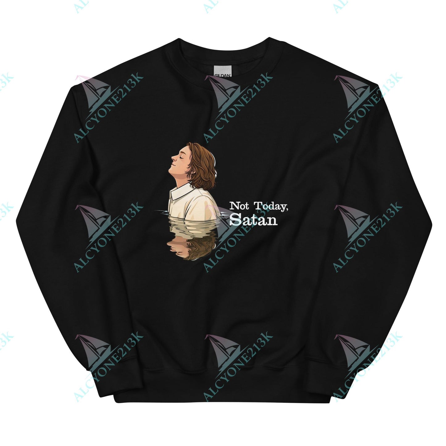 Alcyone213k Lewis Capaldi Unisex Sweatshirt - Not Today Satan - Funny Quotes Black