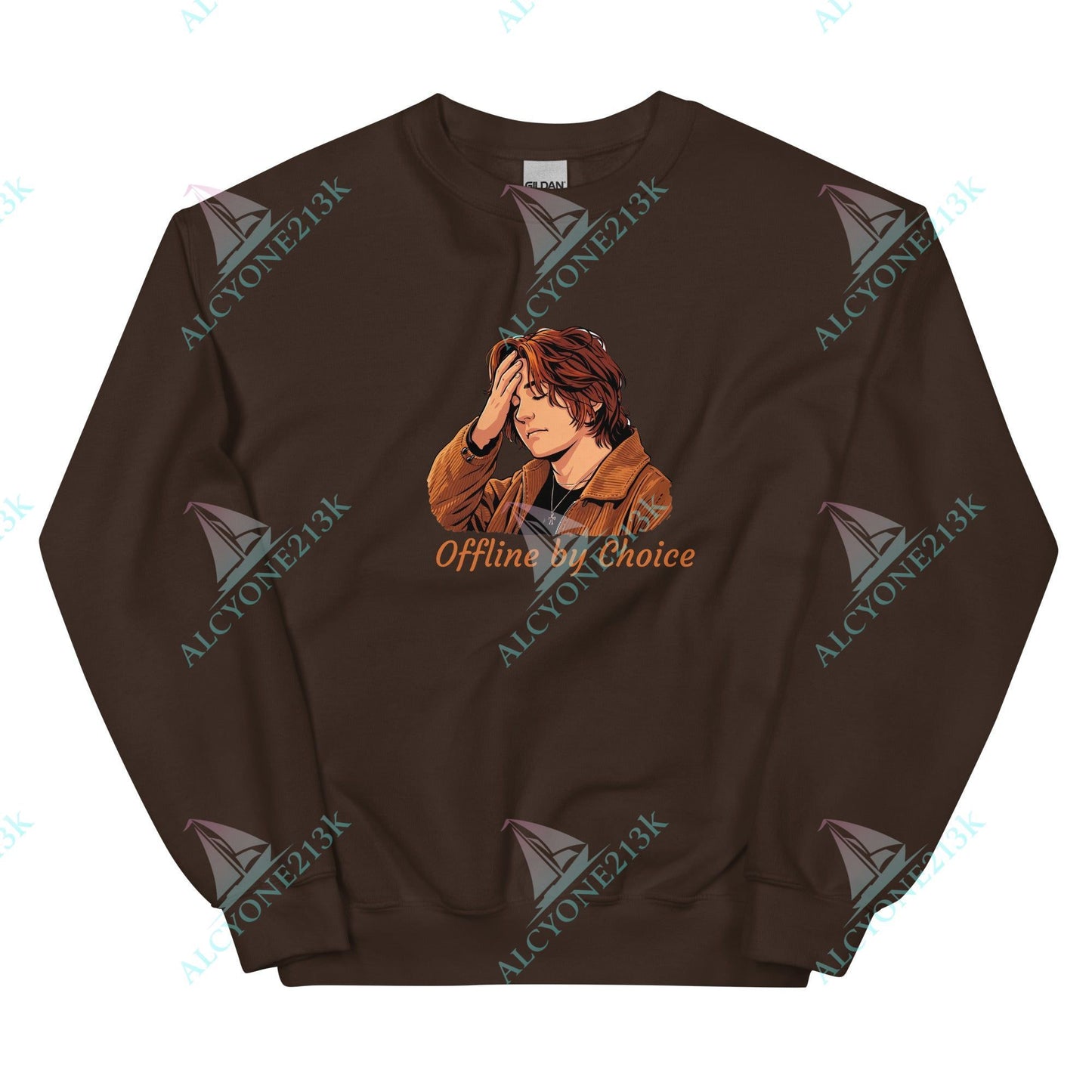 Alcyone213k Lewis Capaldi Unisex Sweatshirt - Offline By Choice - Funny Quotes Dark Chocolate