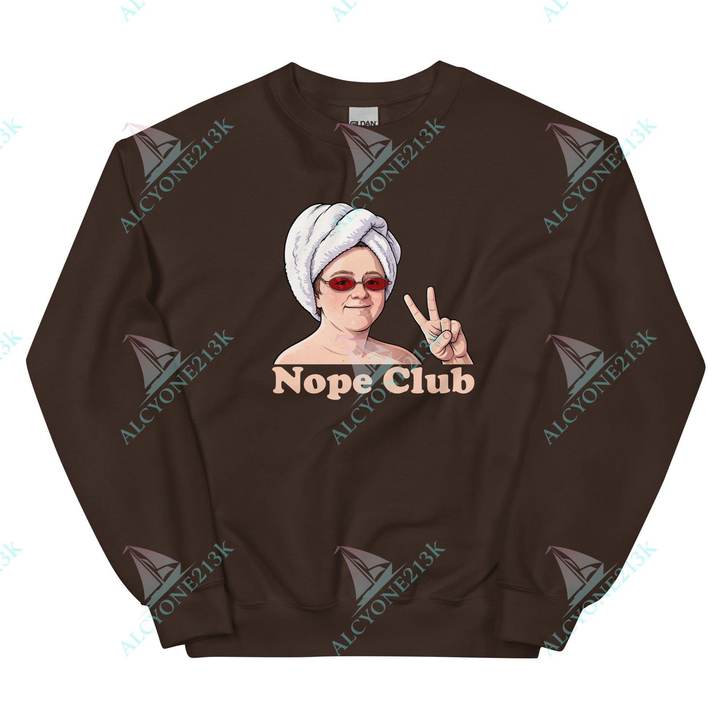 Alcyone213k Lewis Capaldi Unisex Sweatshirt - Nope Club - Funny Quotes Dark Chocolate
