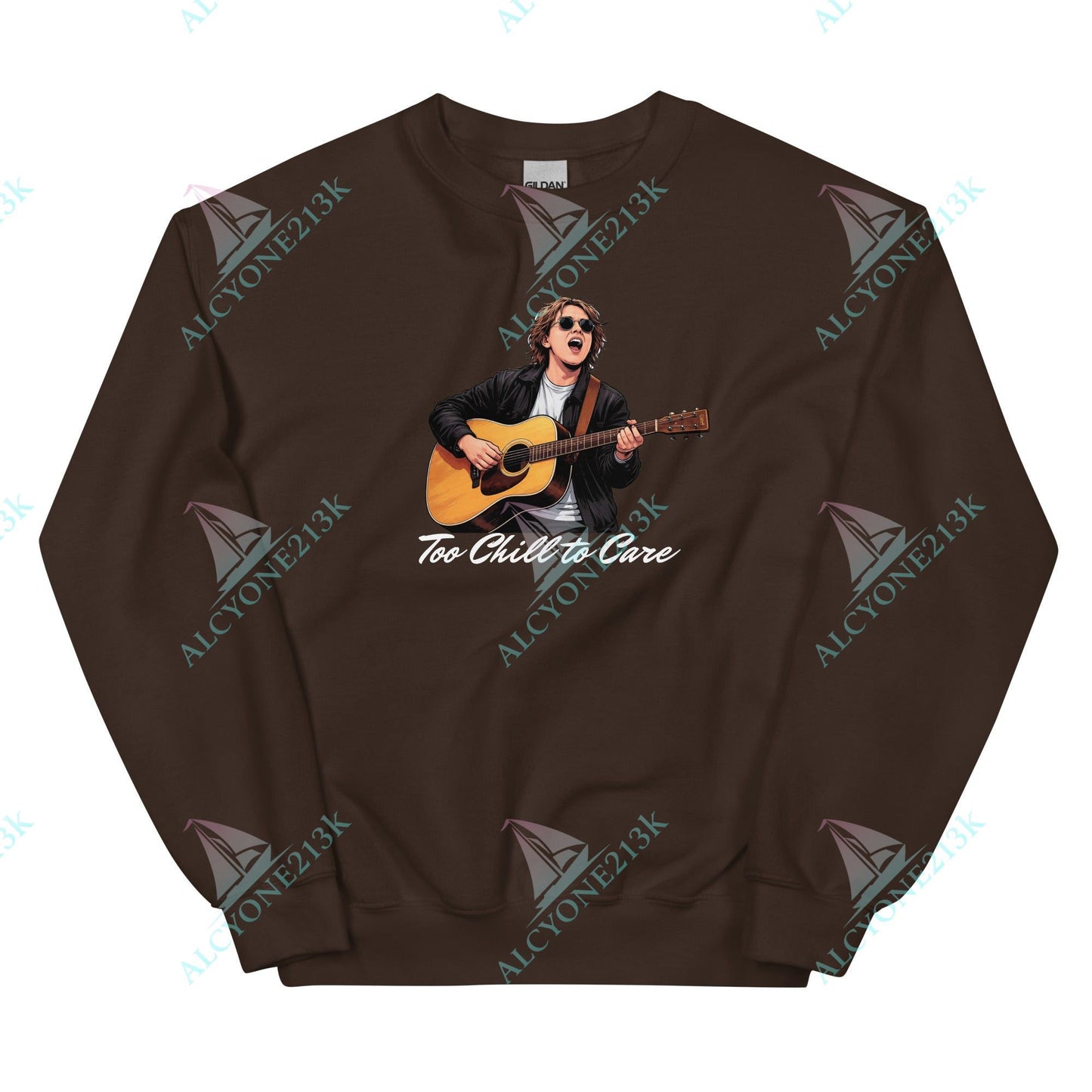 Alcyone213k Lewis Capaldi Unisex Sweatshirt - To Chill To Care - Funny Quotes Dark Chocolate