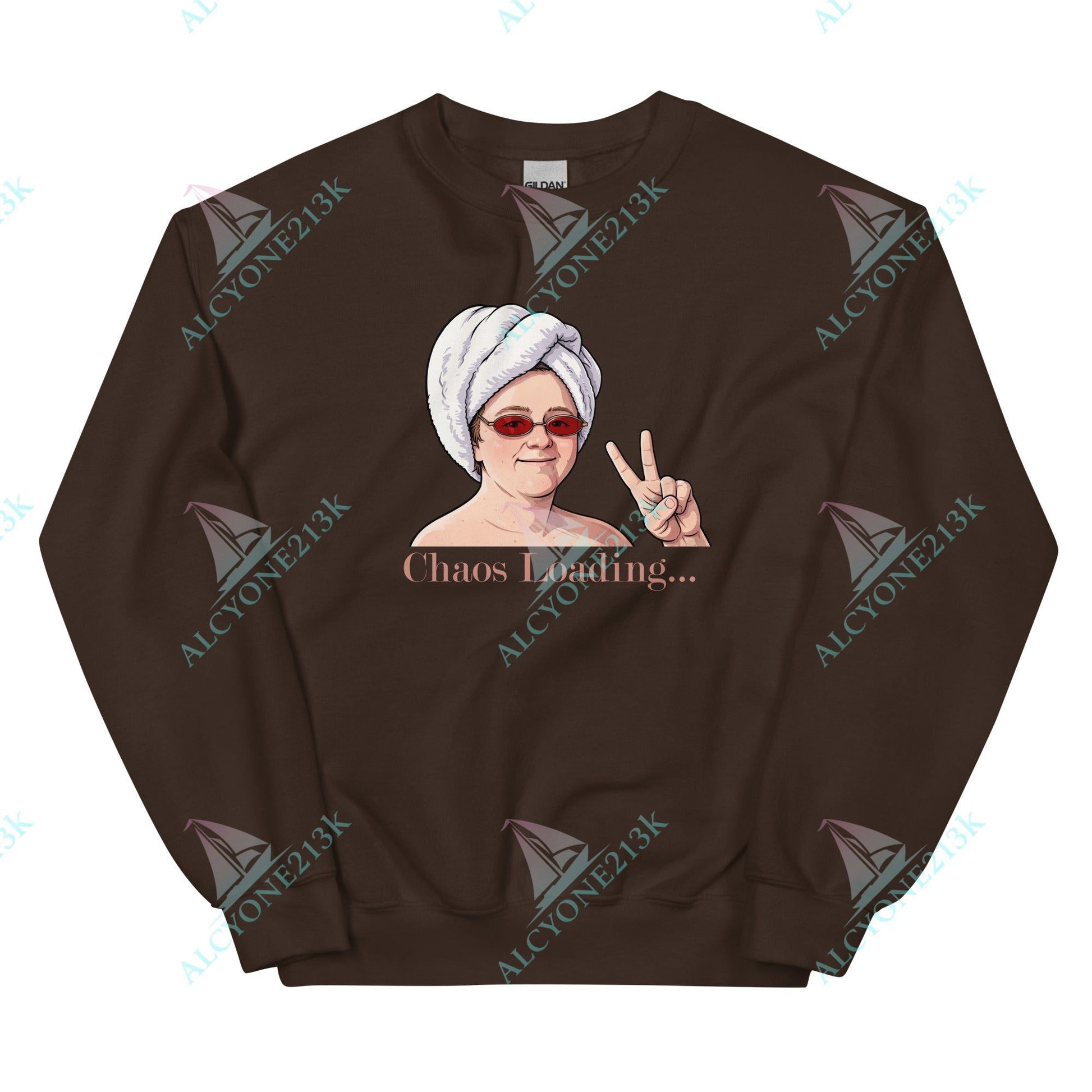 Alcyone213k Lewis Capaldi Unisex Sweatshirt - Chaos Loading - Funny Quotes Dark Chocolate