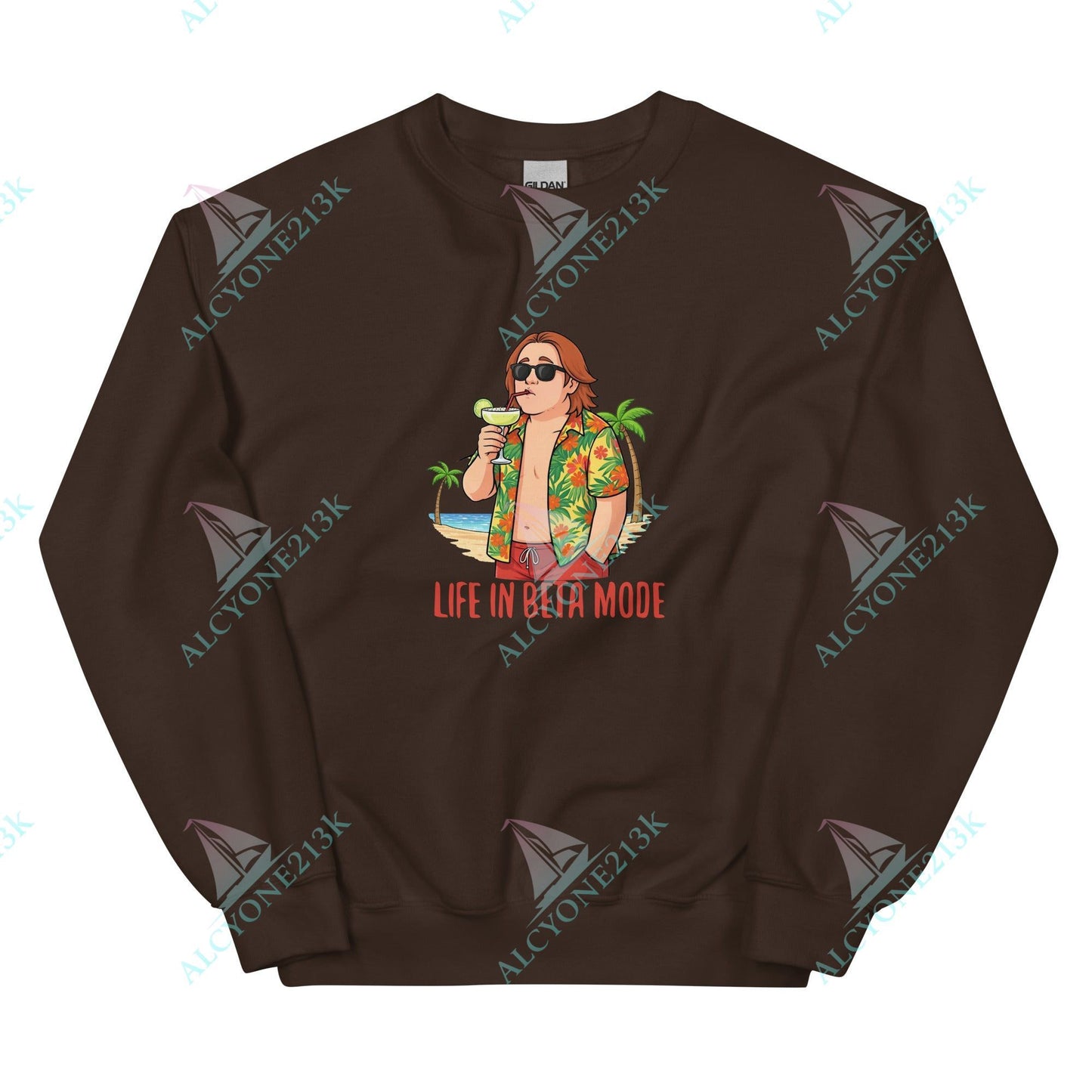 Alcyone213k Lewis Capaldi Unisex Sweatshirt - Life In Beta Mode - Funny Quotes Dark Chocolate