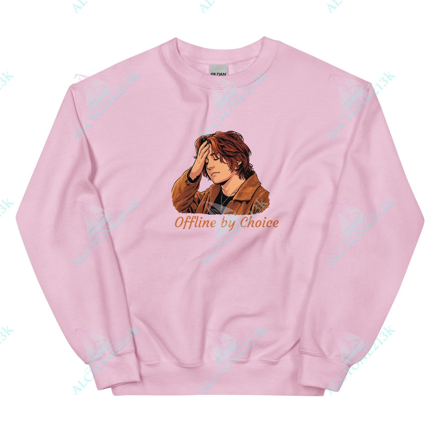 Alcyone213k Lewis Capaldi Unisex Sweatshirt - Offline By Choice - Funny Quotes Light Pink