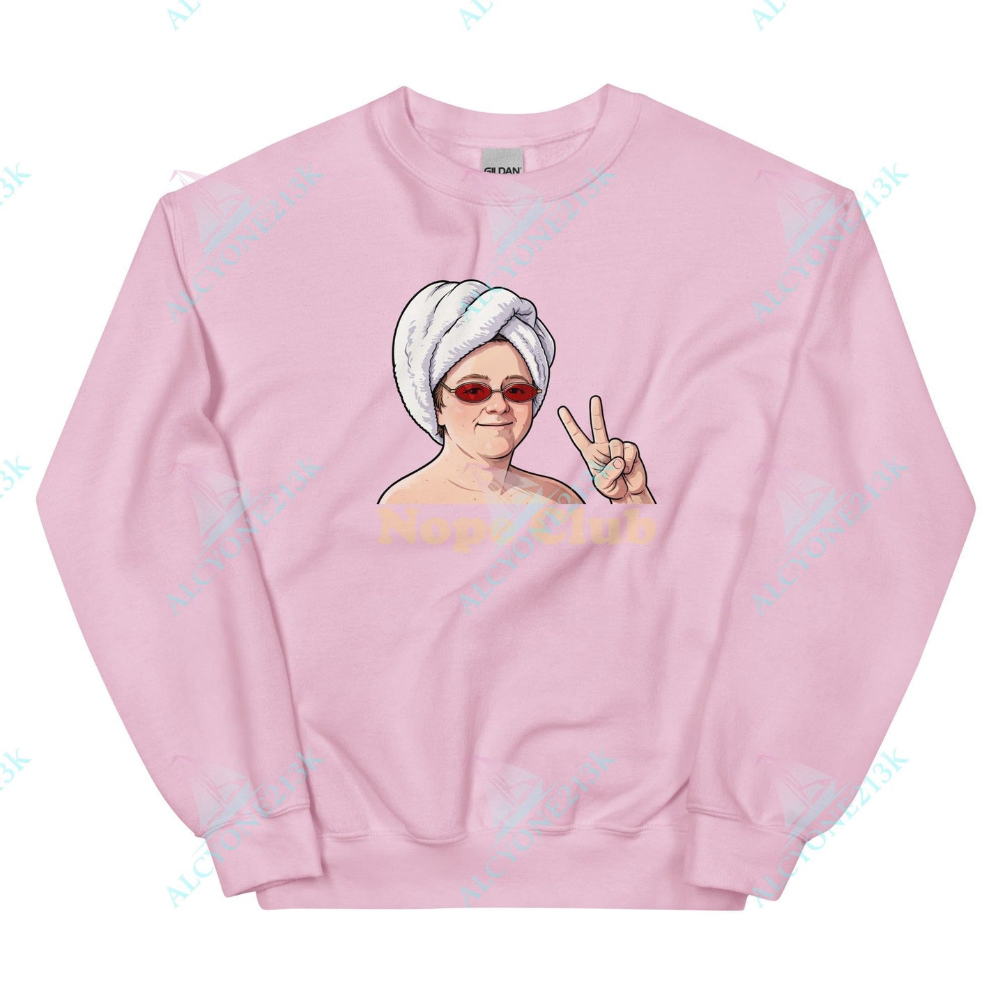 Alcyone213k Lewis Capaldi Unisex Sweatshirt - Nope Club - Funny Quotes Light Pink