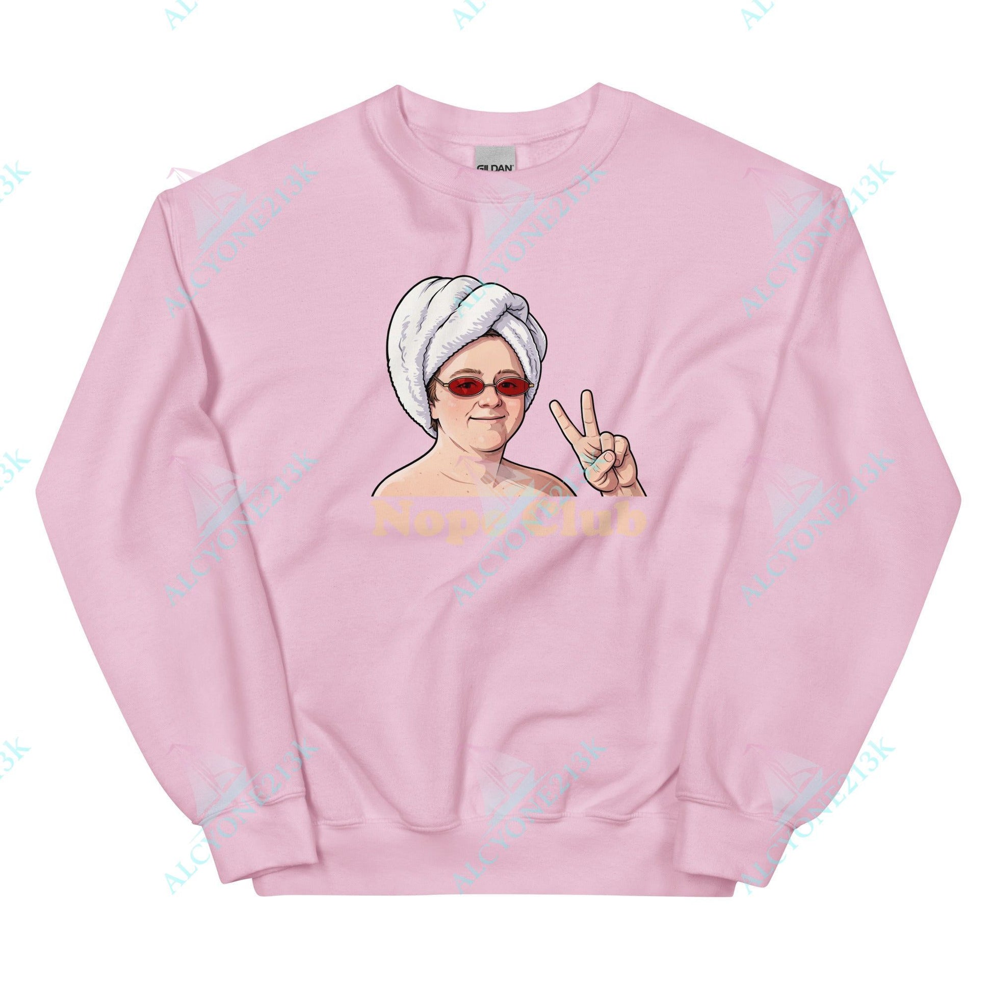 Alcyone213k Lewis Capaldi Unisex Sweatshirt - Nope Club - Funny Quotes Light Pink