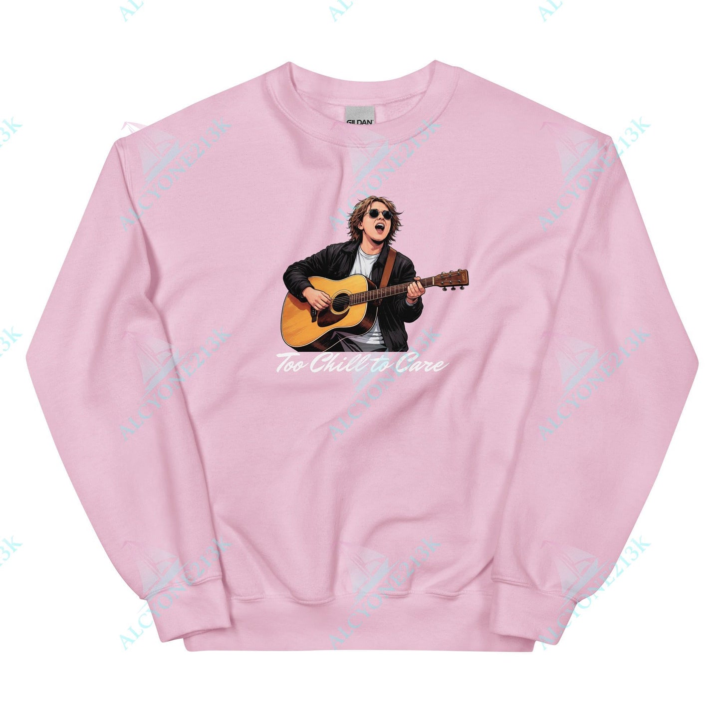 Alcyone213k Lewis Capaldi Unisex Sweatshirt - To Chill To Care - Funny Quotes Light Pink