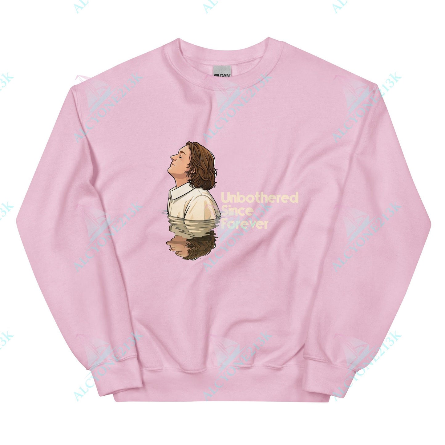 Alcyone213k Lewis Capaldi Unisex Sweatshirt - Unbothered Since Forever - Funny Quotes Light Pink