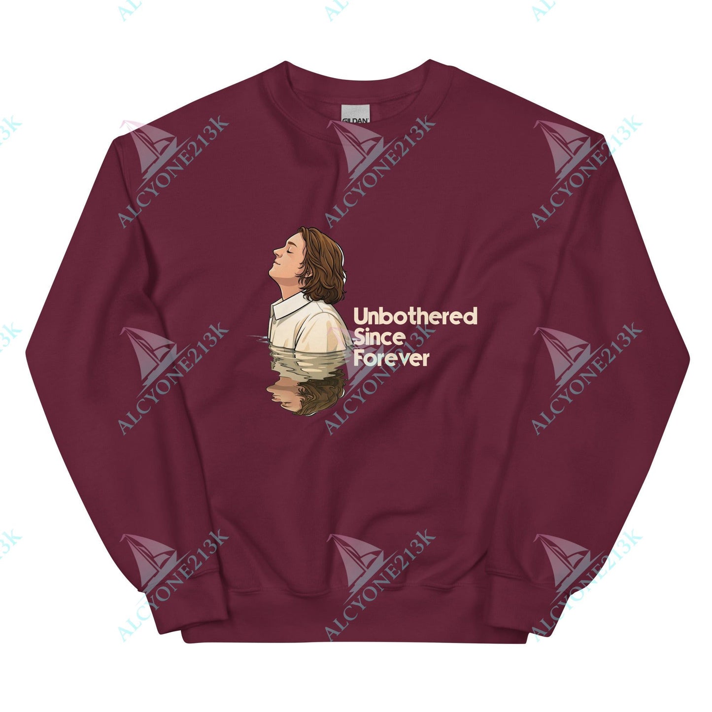 Alcyone213k Lewis Capaldi Unisex Sweatshirt - Unbothered Since Forever - Funny Quotes Maroon