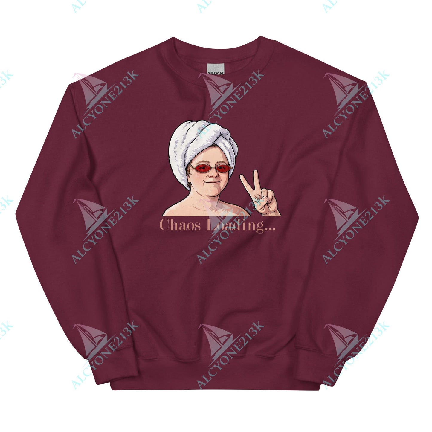 Alcyone213k Lewis Capaldi Unisex Sweatshirt - Chaos Loading - Funny Quotes Maroon