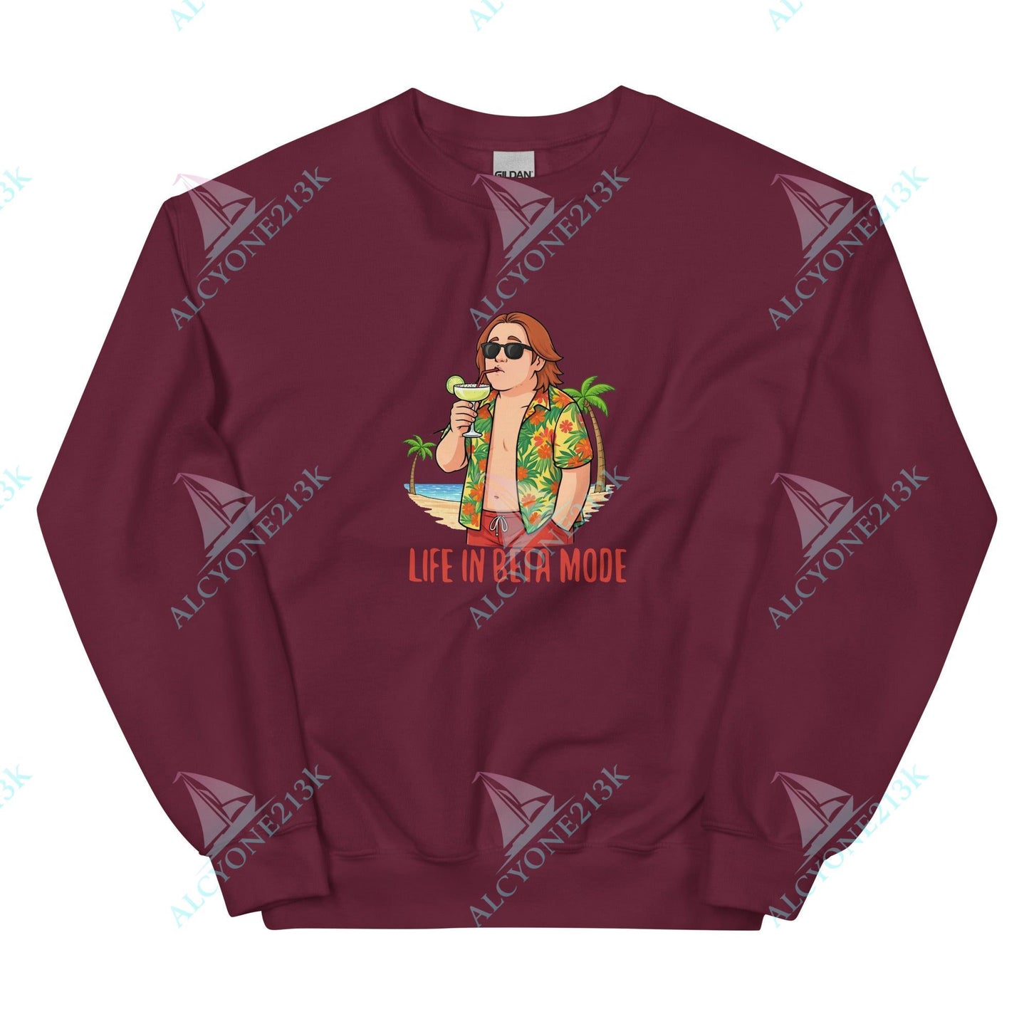 Alcyone213k Lewis Capaldi Unisex Sweatshirt - Life In Beta Mode - Funny Quotes Maroon