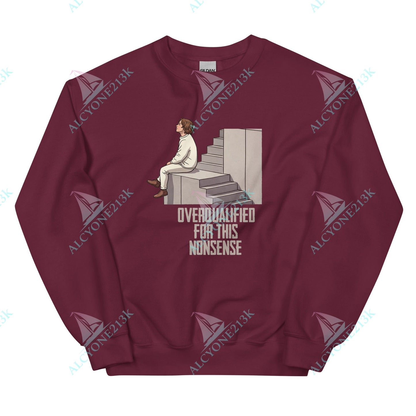 Alcyone213k Lewis Capaldi Unisex Sweatshirt - Overqualified - Funny Quotes Maroon