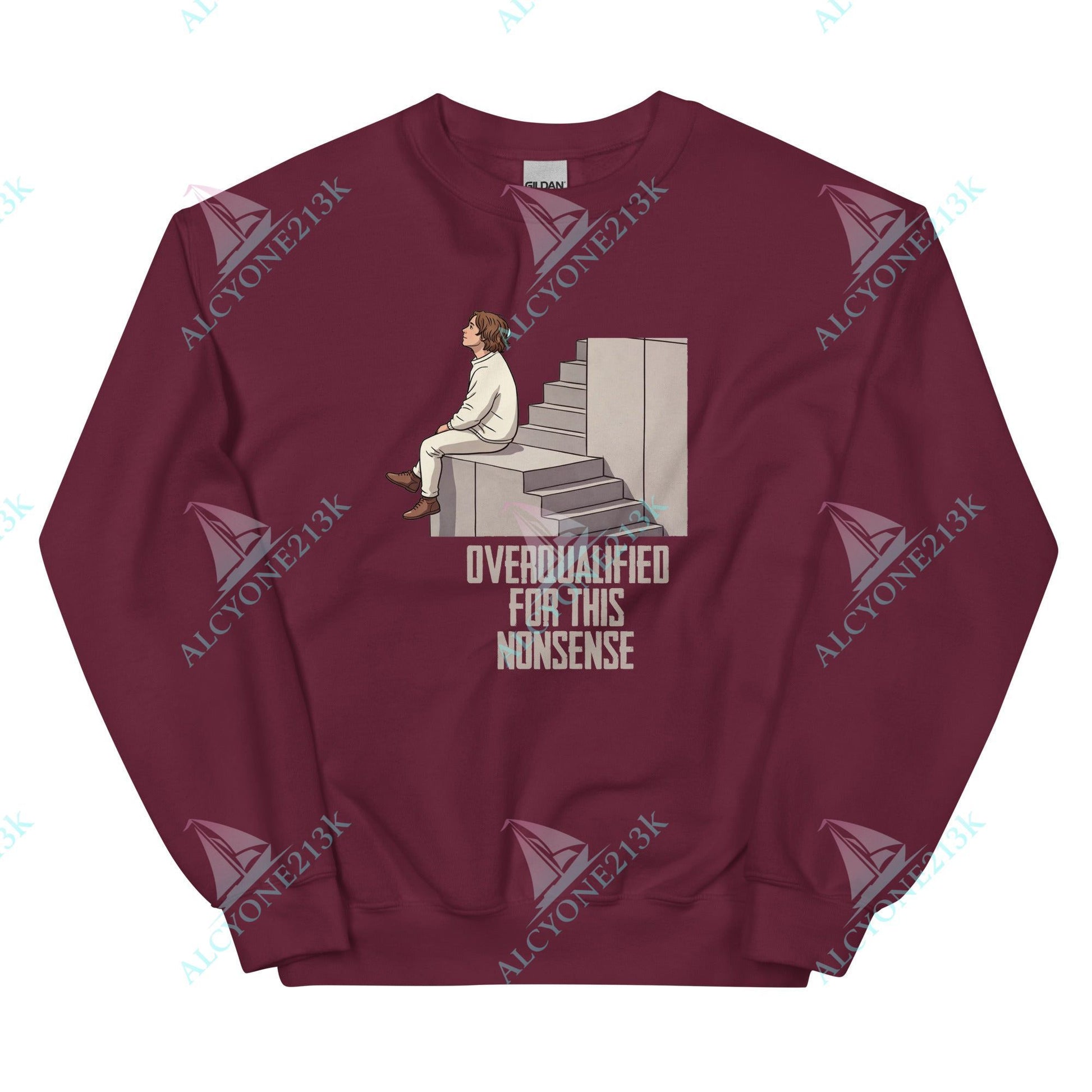 Alcyone213k Lewis Capaldi Unisex Sweatshirt - Overqualified - Funny Quotes Maroon