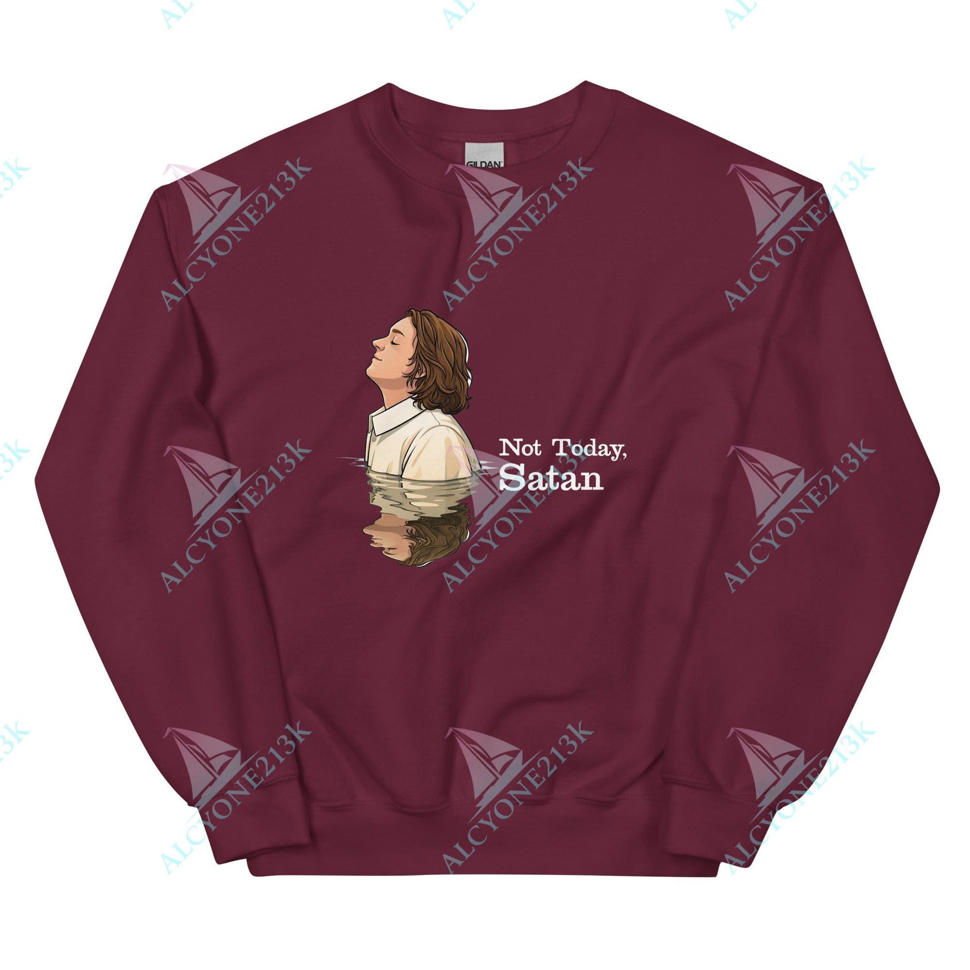 Alcyone213k Lewis Capaldi Unisex Sweatshirt - Not Today Satan - Funny Quotes Maroon