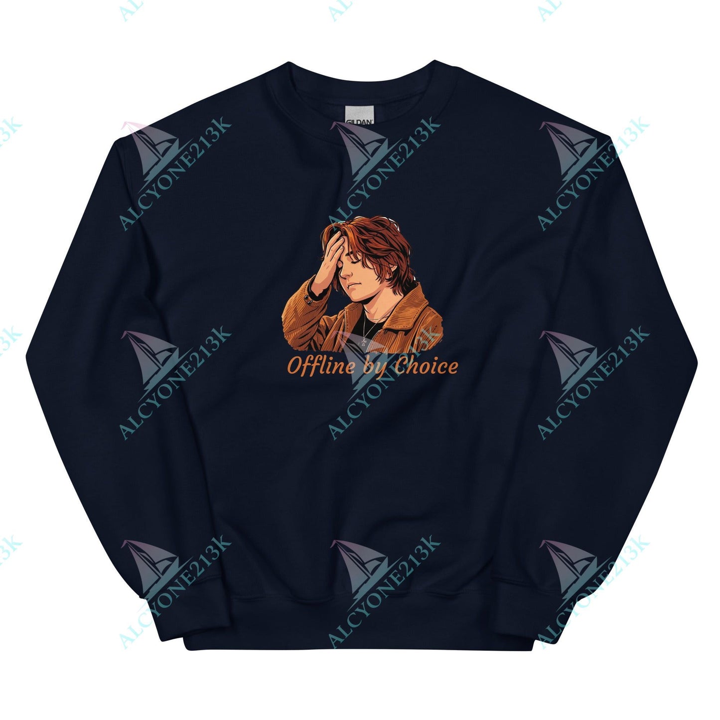 Alcyone213k Lewis Capaldi Unisex Sweatshirt - Offline By Choice - Funny Quotes Navy