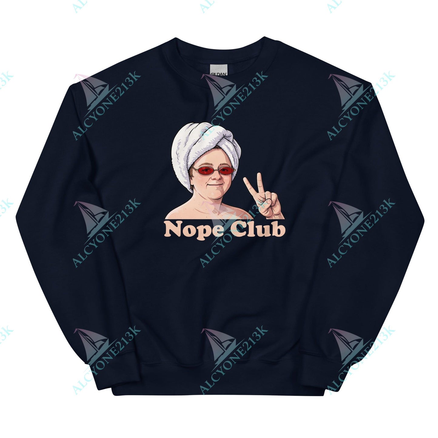 Alcyone213k Lewis Capaldi Unisex Sweatshirt - Nope Club - Funny Quotes Navy