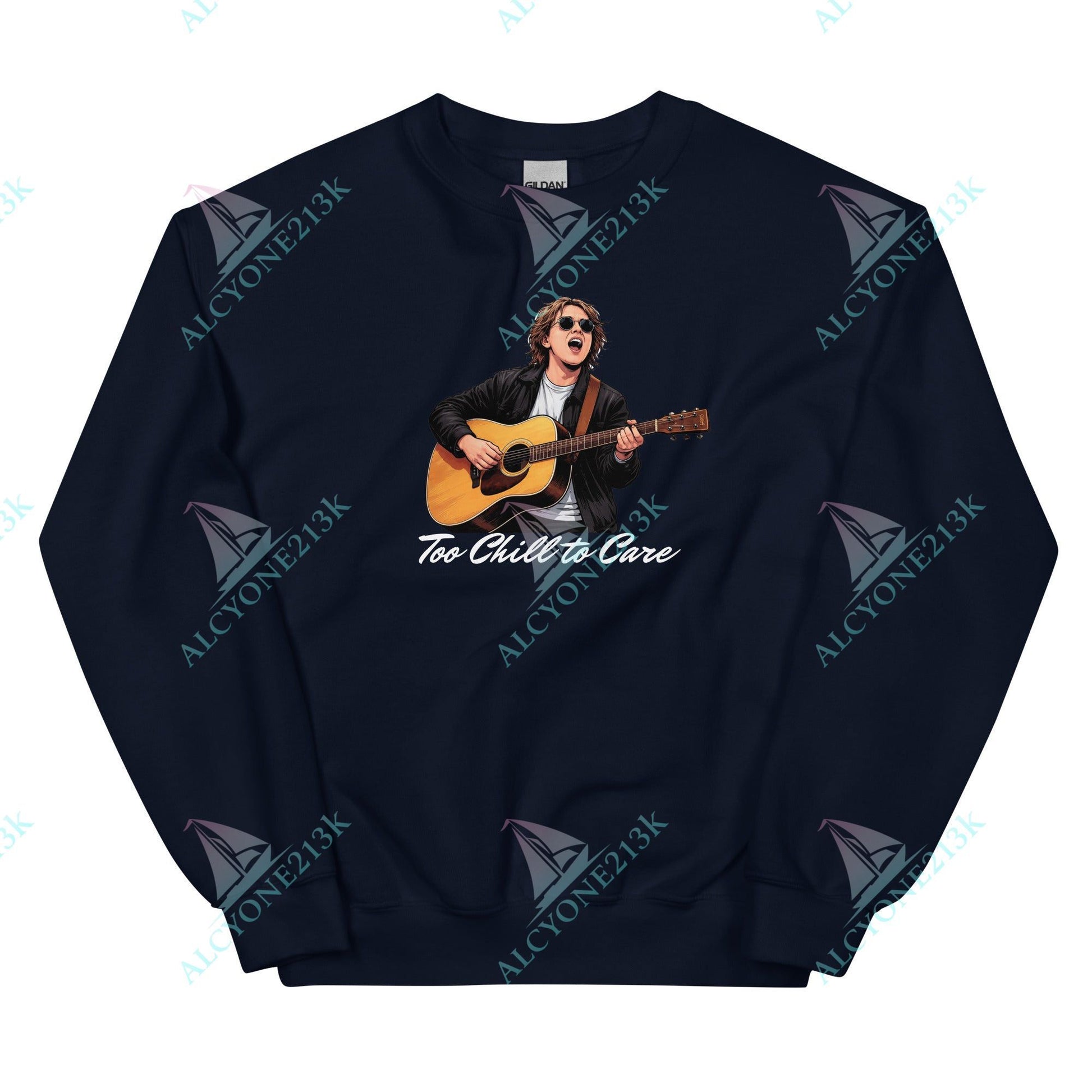 Alcyone213k Lewis Capaldi Unisex Sweatshirt - To Chill To Care - Funny Quotes Navy