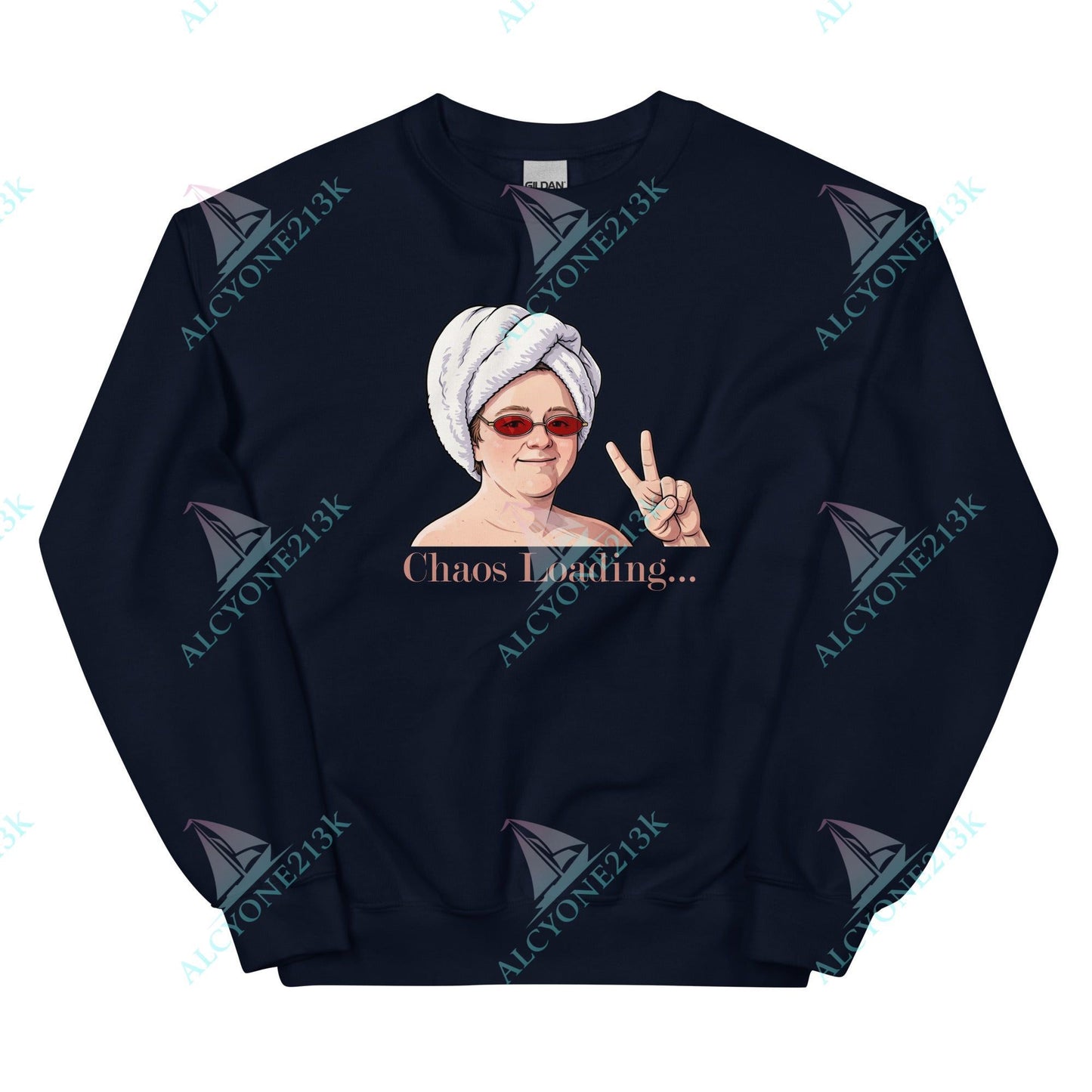 Alcyone213k Lewis Capaldi Unisex Sweatshirt - Chaos Loading - Funny Quotes Navy