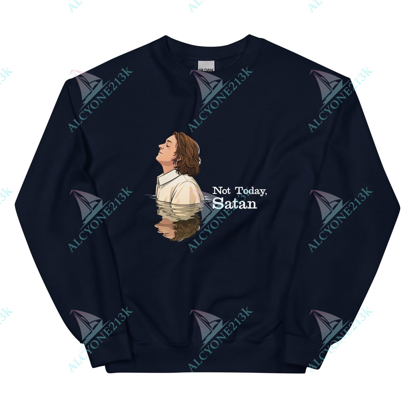 Alcyone213k Lewis Capaldi Unisex Sweatshirt - Not Today Satan - Funny Quotes Navy