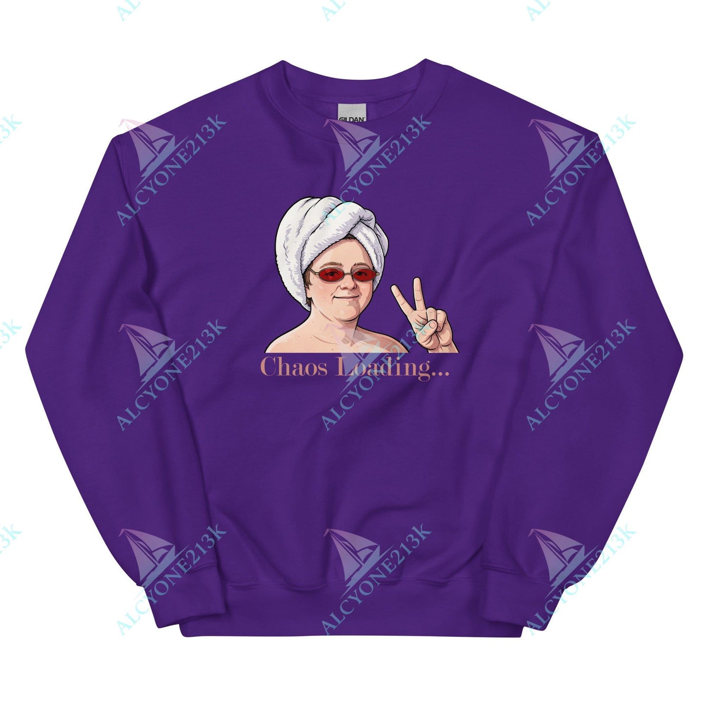 Alcyone213k Lewis Capaldi Unisex Sweatshirt - Chaos Loading - Funny Quotes Purple