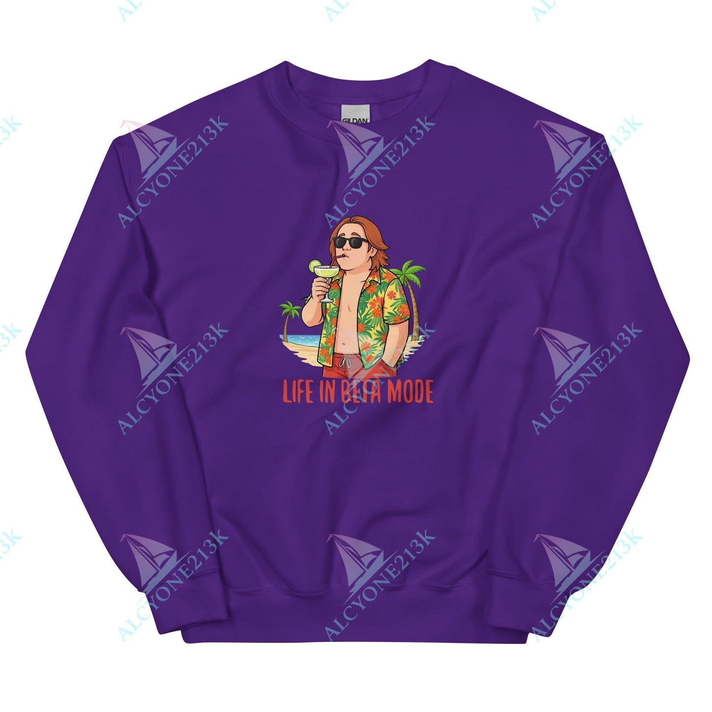 Alcyone213k Lewis Capaldi Unisex Sweatshirt - Life In Beta Mode - Funny Quotes Purple
