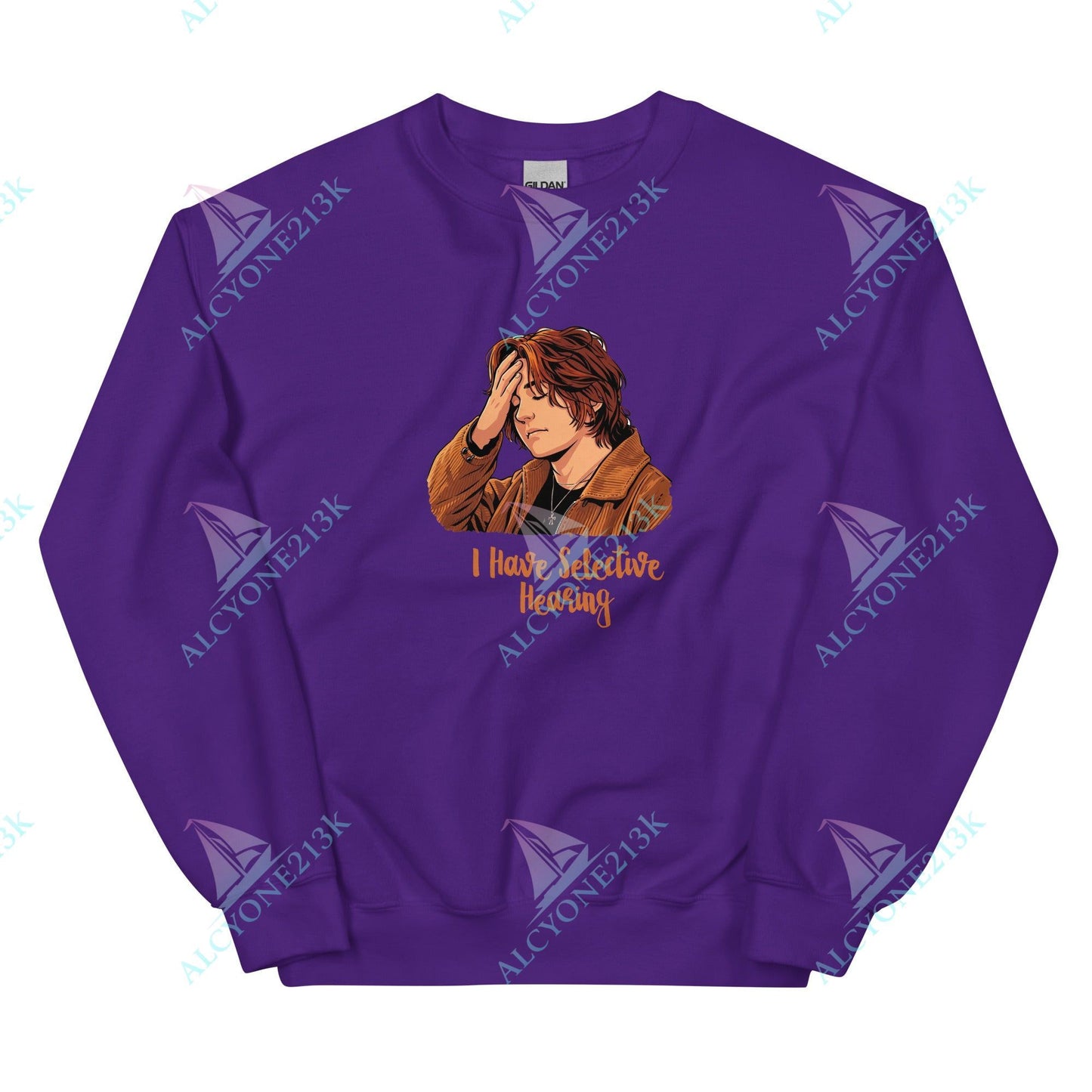 Alcyone213k Lewis Capaldi Unisex Sweatshirt - I Hate Selective Hearing - Funny Quotes Purple