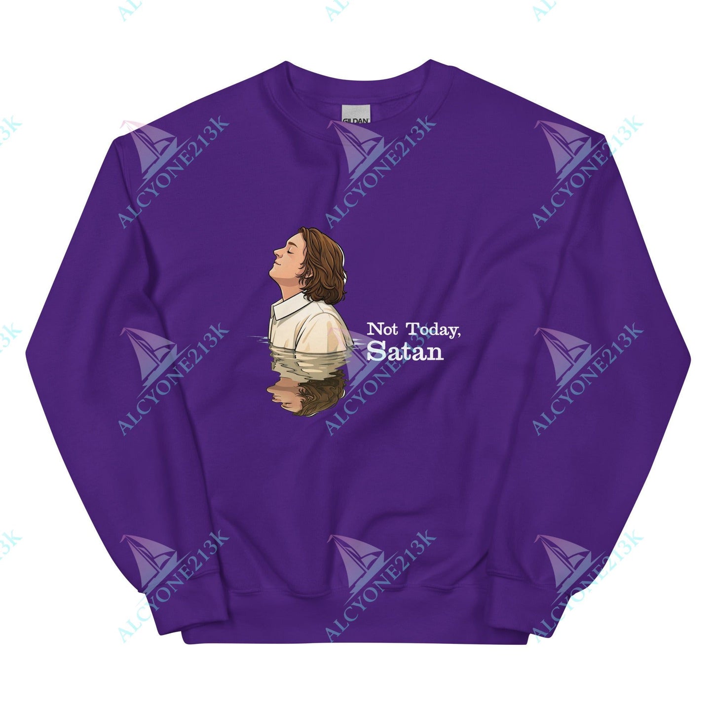 Alcyone213k Lewis Capaldi Unisex Sweatshirt - Not Today Satan - Funny Quotes Purple