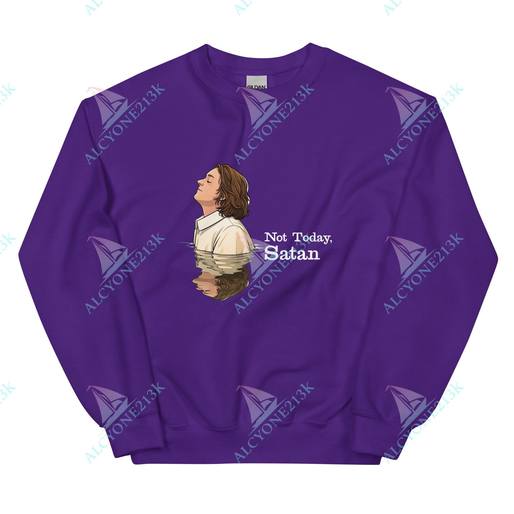 Alcyone213k Lewis Capaldi Unisex Sweatshirt - Not Today Satan - Funny Quotes Purple